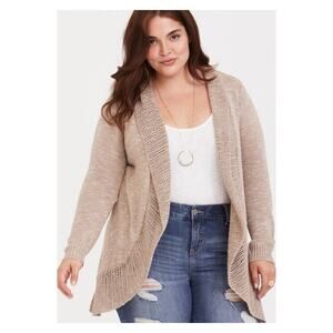 Torrid Beige Drape Front Cardigan Sz.3